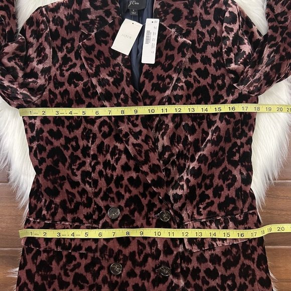 J. Crew Size 2 Velvet Leopard Print Drapey Double Breasted Blazer Jacket J9067 - Picture 5 of 9
